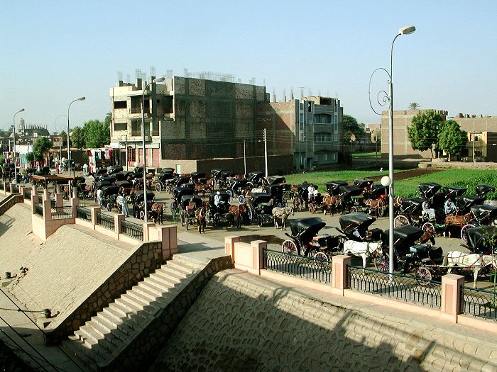 Edfu horse carriages at the quay