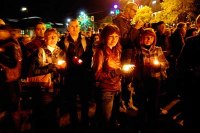 Leipzig, with candles against weapons - commemorating the victorious peaceful revolution on October 9, 1989