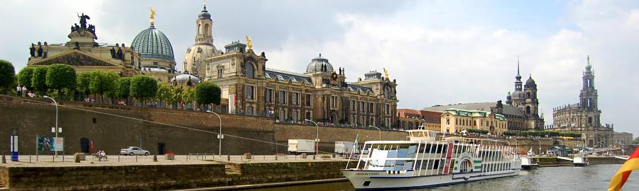 Dresden, skyline mit Albertinum, Kunstakademie, Frauenkirche, Schloss und Hofkirche