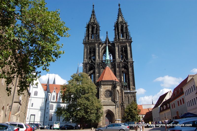 Meissen Cathedral Square with Cathedral and Albrechtsburg on the Castle Hill