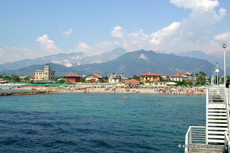 Italy Beach Marina di Massa and Apulian Alps