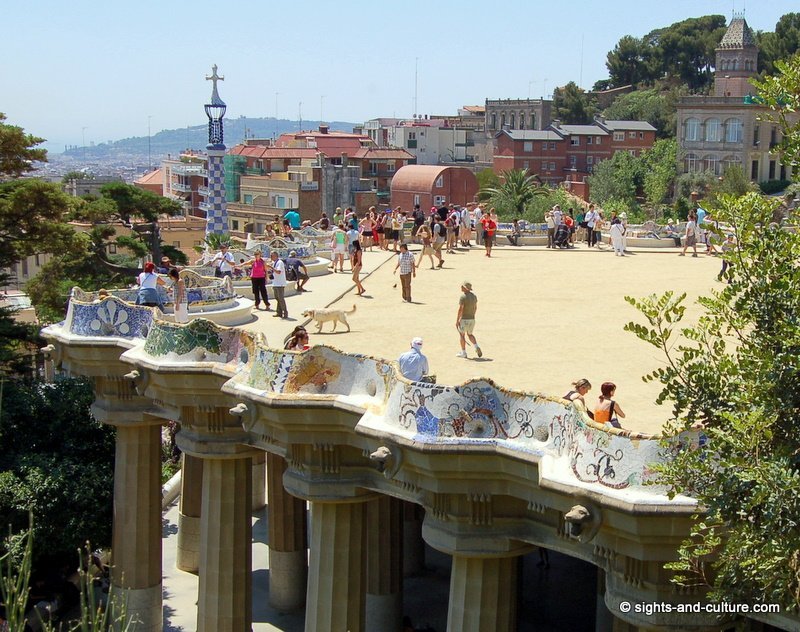 A. Gaudi Park Güell - terrace with serpentine benches