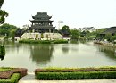 garden with lake